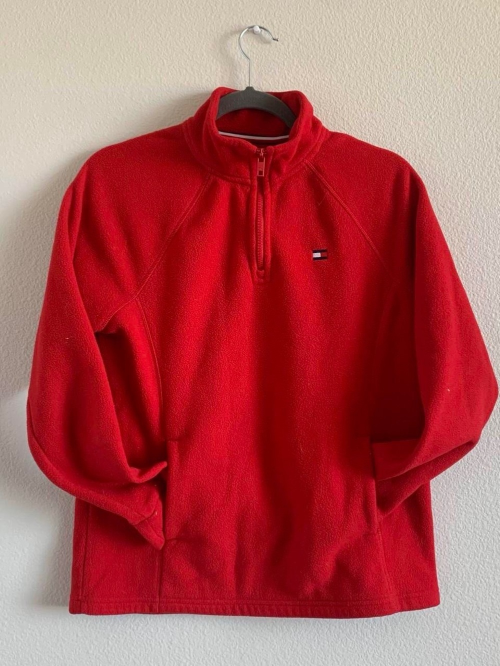 Tommy Hilfiger Red Quarter-Zip Fleece Pullover